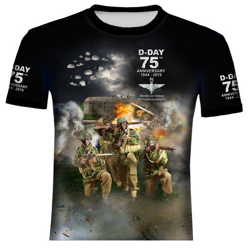 D-DAY 75th ANNIVERSARY 9TH PARACHUTE BATTALION MERVILLE BATTERY  T .Shirt